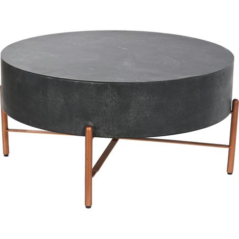 Table Café Mangue Métal 90X90X45 Noir (1/5)
