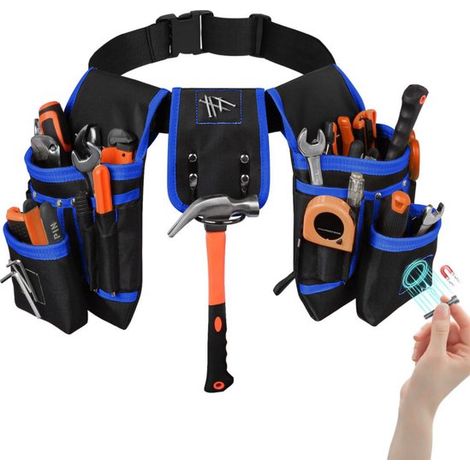 Gürteltasche mit Werkzeuggürtel – 24 x 6 x 15,5 cm – mit 2 Werkzeugfächern, 1 Hammerfach – leicht zugängliche Fächer (1/5)