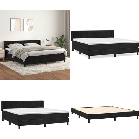 Boxspringbett mit Matratze Schwarz 160x200 cm Samt - Boxspringbett - Doppelbett - Samtbett - Luxusbett - Schlafzimmermöbel - Home & Living (1/5)