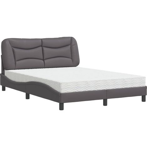 Maison Exclusive - Bett mit Matratze "Hvar" Grau 120x200 cm Kunst (1/5)