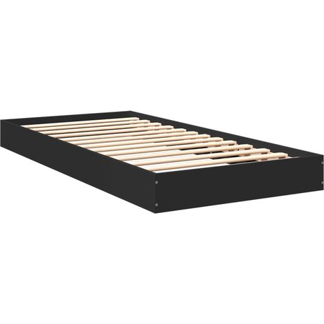 Bed Frame without Mattress Black 75x190 cm Small Single Engineered Wood vidaXL (1/4)