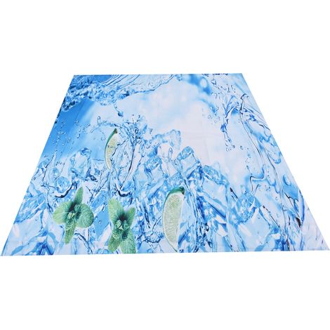 Rideau de douche suspendu imperméable et élastique avec crochets, pour baignoire, 150 x 180 cm (1/5)