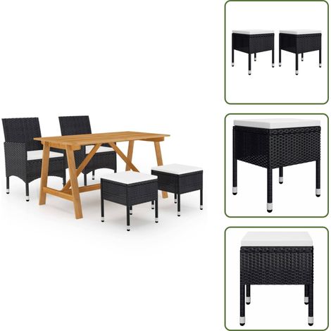 Sgabelli da esterno - vidaXL Set Mobili da Pranzo per Giardino 5 pz Nero - Cuscino per seduta