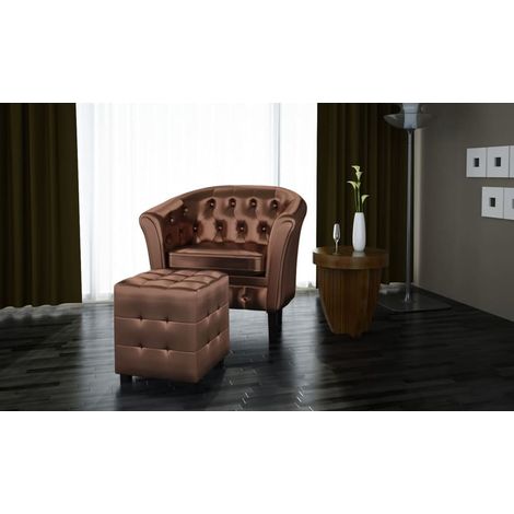 Maison Exclusive - Poltrona a Pozzetto con Poggiapiedi Marrone in Similpelle (1/5)