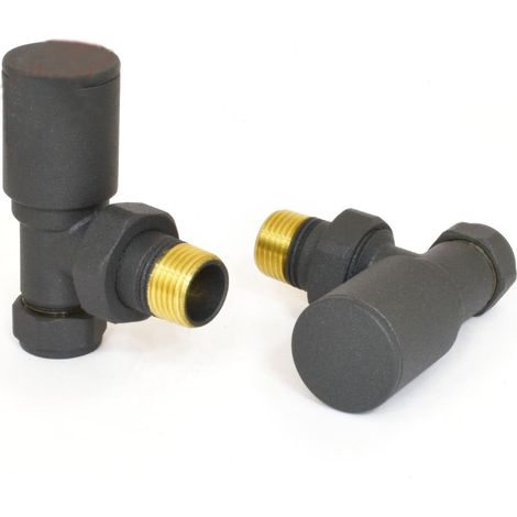 West Milan Angled Radiator Valves Pair - Anthracite (1/3)