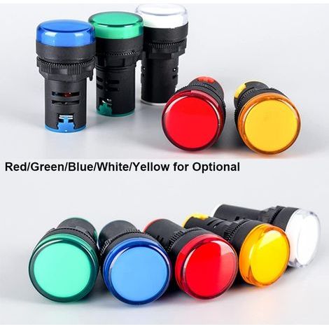 Gebildet 12pcs Voyant LED 22mm, Indicateur Lumineux AC/DC 12-24V 20mA, Lampe de Signalisation (Rouge/Jaune/Bleu/Vert, 3pcs Chacun) (1/4)