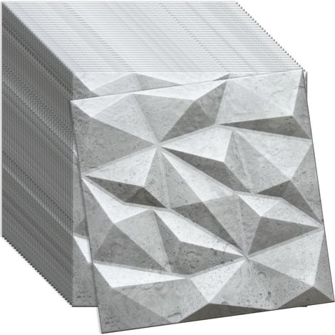 Verdico  Panneau mural 3D polystyrne - Architecture béton - 50x50 cm - 32 pices - Design moderne - Facile  installer, revtement mur &amp plafond