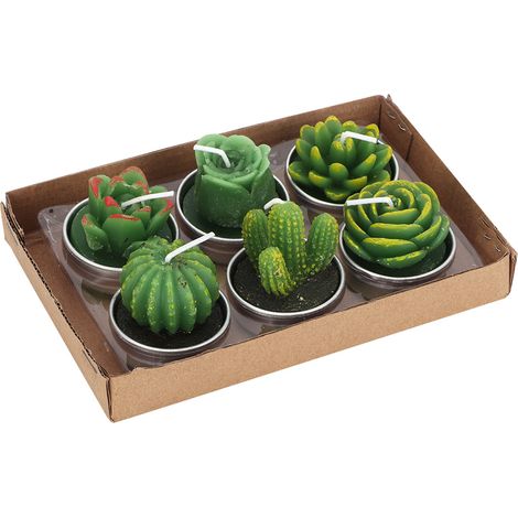 Lot de 6 bougies décoratives succulentes, bougies chauffe-plat pour la décoration de la maison, des fêtes et des mariages (Type 1) (1/5)
