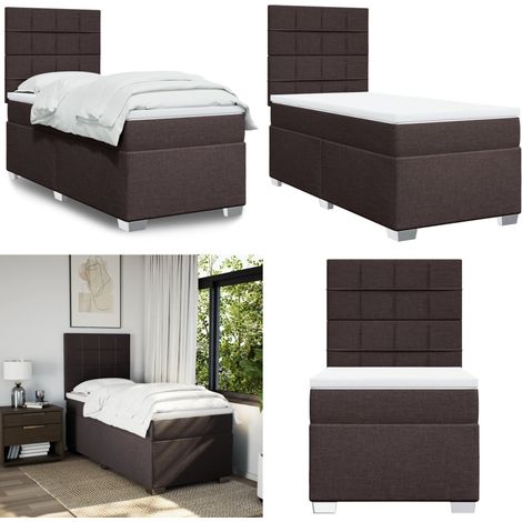 Boxspringbett mit Matratze Dunkelbraun 100x200 cm Stoff - Boxspringbett - Doppelbett - Bettenrahmen - Matratze - Kopfteil - Home & Living (1/5)