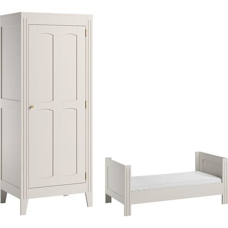 Lit bébé évolutif et armoire 1 porte Vox Milenne Blanc