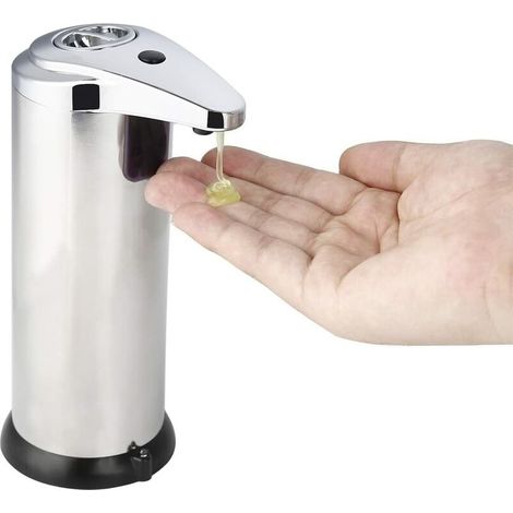Distributeur de savon intelligent en acier inoxydable gris argenté Distributeur de savon à induction automatique adapté à la cuisine, salle de bain, hôtel,HANBING (1/5)