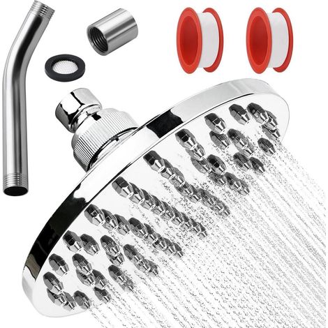 Regendusche Set mit 360° verstellbarem Duschkopf, Anti-Kalk-Düsen, verchromt (1/5)