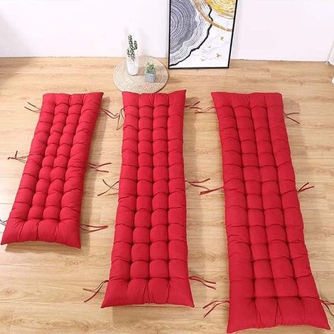 Bench Cushion 2 3 Seater Indoor Outdoor Thick Soft Rectangle Suitable for Garden Furniture Swings Chaise Swing Benches Red 120x45cm (1/4)
