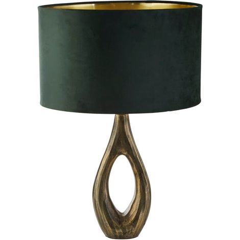 Lampe de table dorée Bucklow avec capuche verte - EU86531GR