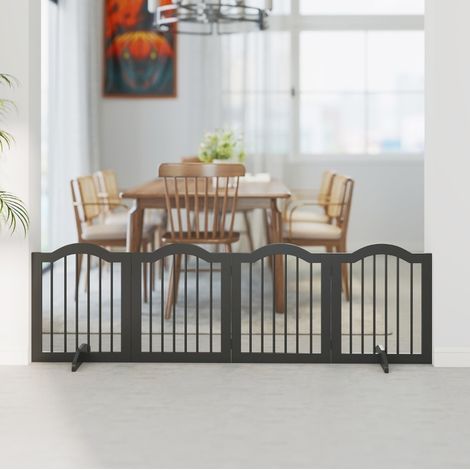 Faltbares Hundegitter, 4 Paneele mit Füßen, 208 x 29,5 x 61 cm, schwarz HAVRYA (1/4)
