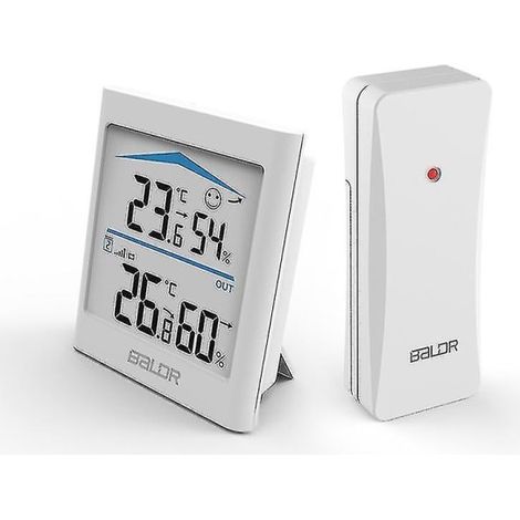 Station météo numérique avec capteur sans fil, température et humidité, blanc (1/5)