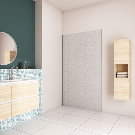Aica Sanitaire – Panneau mural de douche béton gris 90x210cm – Panneau composite aluminium 3mm – Étanche et résistant aux chocs – Installation facile sans joint (1/2)