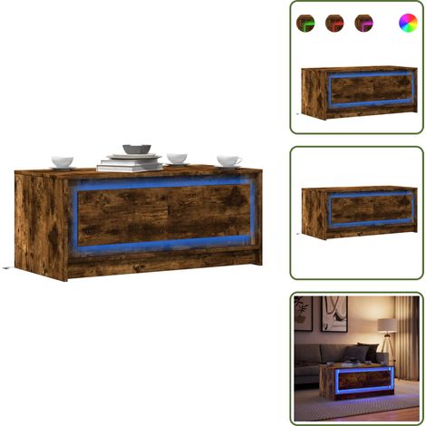 vidaXL Table basse avec lumières LED chêne fumé ois d'ingénierie (1/5)