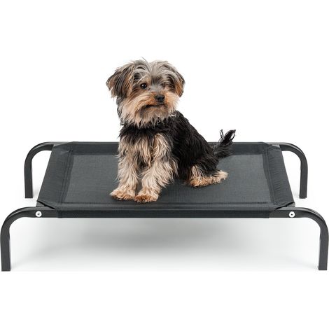 lionto Hundeliege, bequemes Outdoor Hundebett mit Netzgewebe, erhöht, luftig & wetterfest, 75x47 cm, schwarz