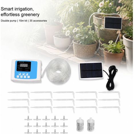 Toivize-Arroseur Automatique - Double Pompe Bleu 10m - Kit Goutte-à-Goutte Programmable USB avec Batterie pour Jardin et Plantes en Pot (1/4)