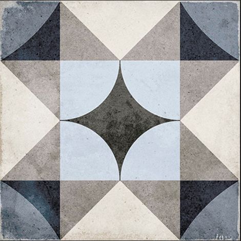 Carrelage sol / mur effet ciment motif coloré 20x20 cm ART NOUVEAU PALAIS BLUE (vendu par boite de 1m2) (1/5)