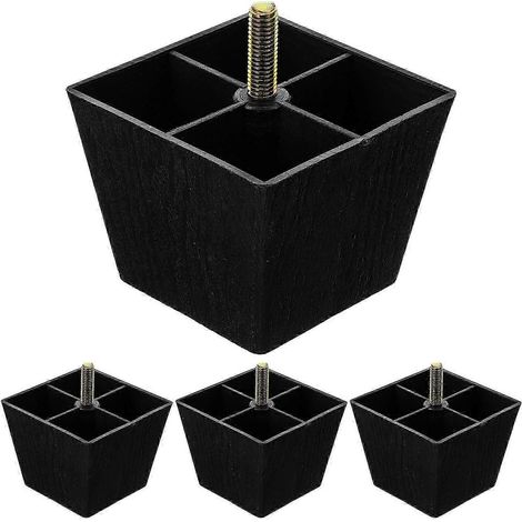 Quatre pieds de meubles carrés et robustes, compatibles avec les pieds de remplacement pour canapés et bancs. (1/5)