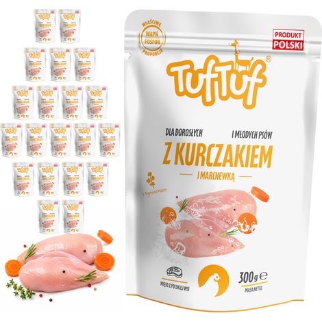 Cibo umido per cani TufTuf Pollo Carota in bustina 20x300g Carne in scatola (1/2)