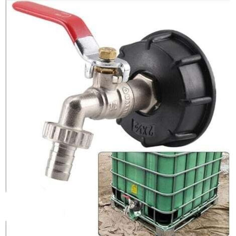 Pack of 1, S60X6 IBC drain box adapter for garden mixer hose fitting, brass, 1000 L tank fitting, 12.7 mm