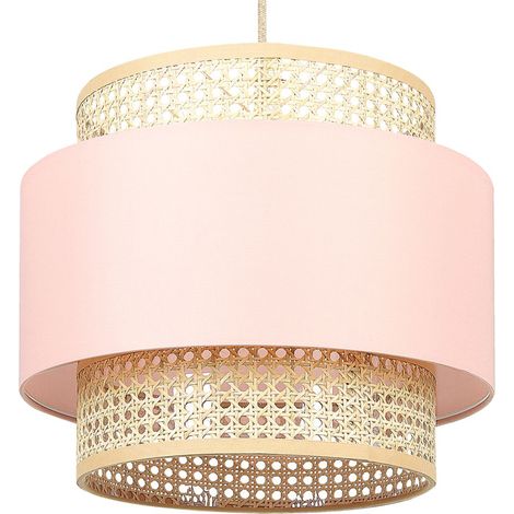 Lámpara de techo de poliéster ratán algodón natural rosa melocotón 172 cm Yumuri