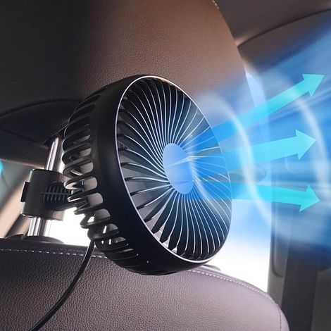 Ventilateur de Voiture 12V, Mini Ventilateur Portable USB pour Le Passager, Rotation à 360 Degrés, Ventilateur de siège d'auto avec 3 Vitesses de Vent Fort, Pour berline/SUV/RV/Camion