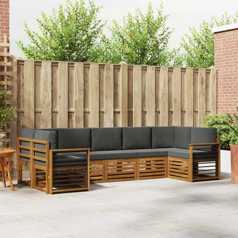 Ecksofa Set 7 pcs Natur und Anthrazit Massivholz Akazie
