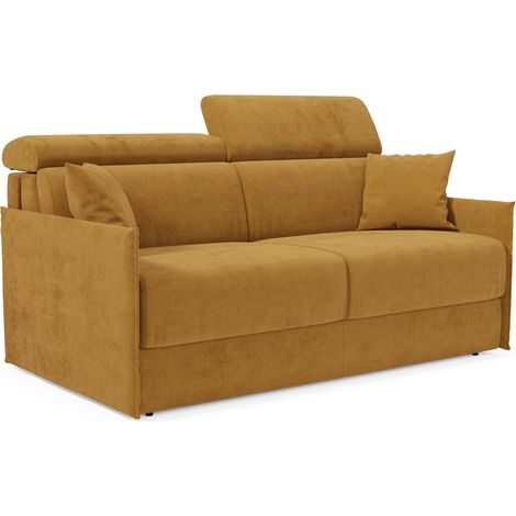 Miryam Sofá cama con reposacabezas reclinables en suave tejido antimanchas T31 149 cm amarillo