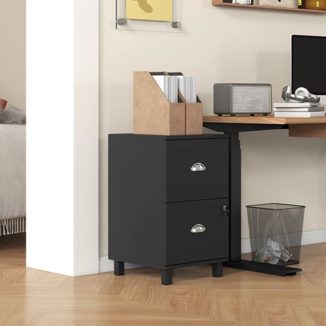 Archivador con Cerradura y 2 Cajones Barras Ajustables para Carpetas A4 y Carta Diseño Compacto 40x41,5x67,5 cm Negro (1/5)