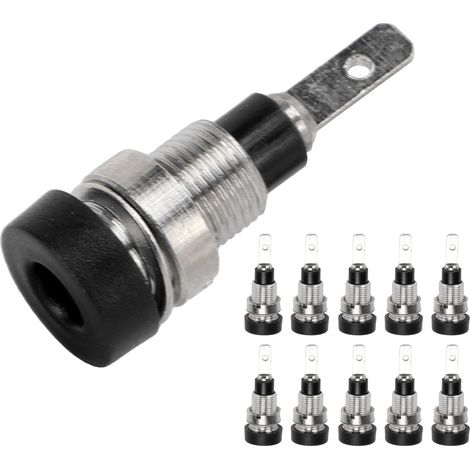 10 Bornes Banane Laiton 2mm Douille Panneau Connecteur Terminal pour Équipement Électronique Industriel Noir (1/5)
