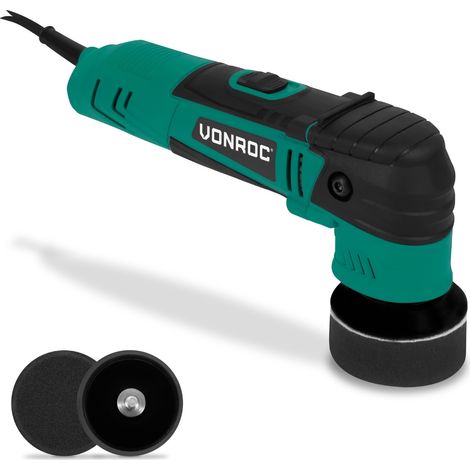 Vonroc – Polisseuse double action 400W – 2 disques Ø50 et Ø75mm – Système électronique de puissance constante – Pour surfaces petites et bords
