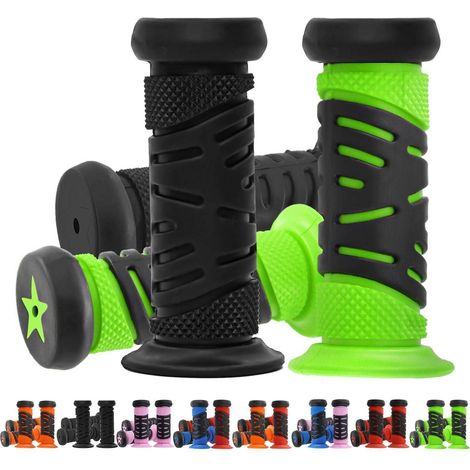 Fahrradgriffe Kinder 22mm 95mm Gummi mit Prallschutz Schwarz+Grün (1/5)