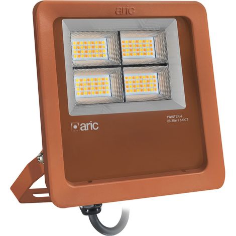 PROJECTEUR TWISTER 4 corten 3CCT 23-38W IP66 IK08 2200K/3000K/4000K 38W 5700lm 90° 50000h ARIC 51685 (1/3)