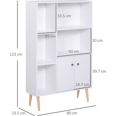 Bibliothèque en pin blanc avec pieds, 80 x 23,5 x 123 cm (1/5)