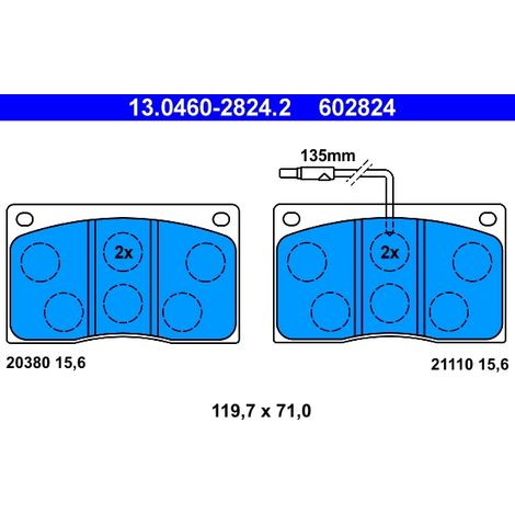 Kit de plaquettes de frein, frein à disque ATE 13.0460-2824.2 RENAULT