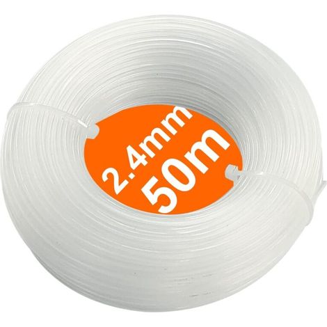 Filo flessibile in nylon per decespugliatore – 2,4 mm × 50 m, bianco, 1 pezzo, codice O24