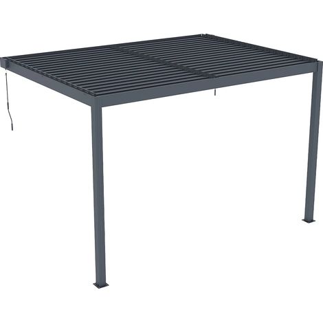 Vente-Unique – Pergola bioclimatique en aluminium 11,85 m² – Lames orientables – Résistance au vent jusqu’à 72 km/h – Montage facile (1/5)