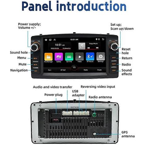 Autoradio multimédia Android 2 DIN 7 pouces avec lecteur multimédia Android Auto et CarPlay pour Toyota Corolla E120 2003-2006 et BYD F3 2005-2013 (1/5)