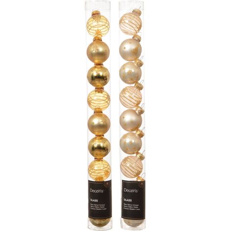 Set 9 palline di natale in vetro decorate D 3 cm toni dell'oro assortite Peraga Christmas