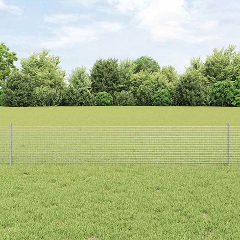 Zaun mit Pfosten Silber 0,4 x 100 m Stahl