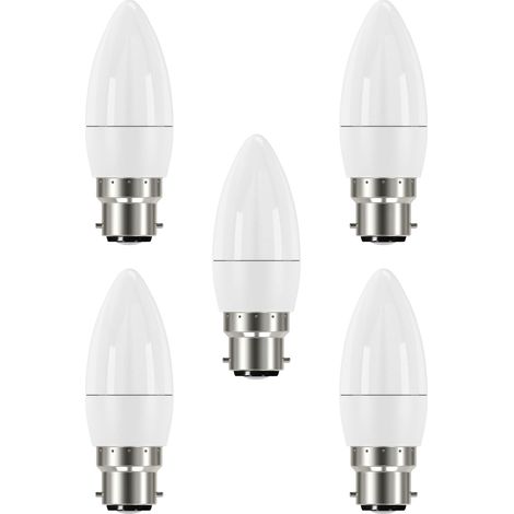 Litecraft Light Bulb 4.9 Watt B22 Bayonet Cap Candle Daylight White LED - 5 Pack (1/2)