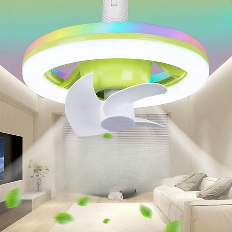 Ventilateur de plafond avec éclairage RGB pour chambre à coucher, doté de lumières LED et d&aposune télécommande, E27 (1/5)
