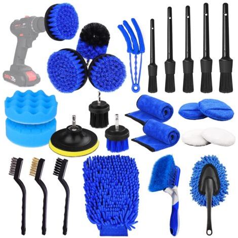Applicable 26Pcs Car Detailing Brush Set, Car Detailing Kit, Auto Detailing Drill Brush Set, Car Detailing Brushes, Car Buffing Sponge Pads Kit,Car Accessories,Car Cleaning Tools Kit for Interior,Exte (1/5)