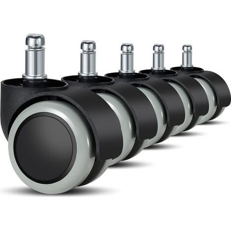 5er-Set Bürostuhlrollen – 11 mm/22 mm – Ersatzrollen für Hartböden, Gaming-Stühle, Drehstühle, Laminat, Fliesen und Steinböden (1/4)
