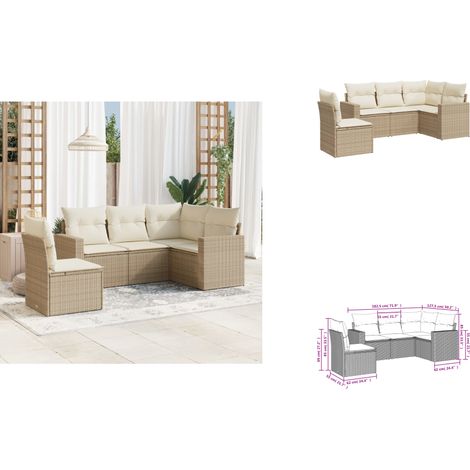 5-tlg. Garten-Sofagarnitur mit Kissen Beige Poly Rattan - Gartensofas - Outdoor Möbel - Lounge Set - Rattan Sofa - Gartenlounge (1/3)