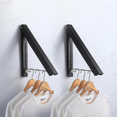 Tringle à vêtements rétractable - Porte-vêtements mural - Noir (1/4)